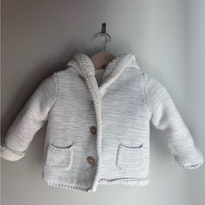 Carter’s Baby Sherpa Lined Knit Hooded Jacket Cozy Neutral 18M Winter Scandi
